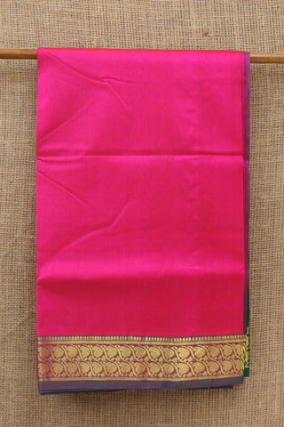 Paisley Zari Border In Plain Hot Pink Silk Cotton Saree