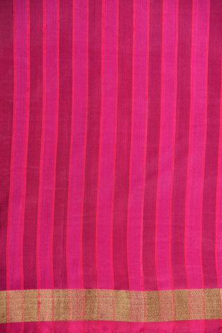 Small Zari Border In Stripes Hot Pink Plain Silk Saree