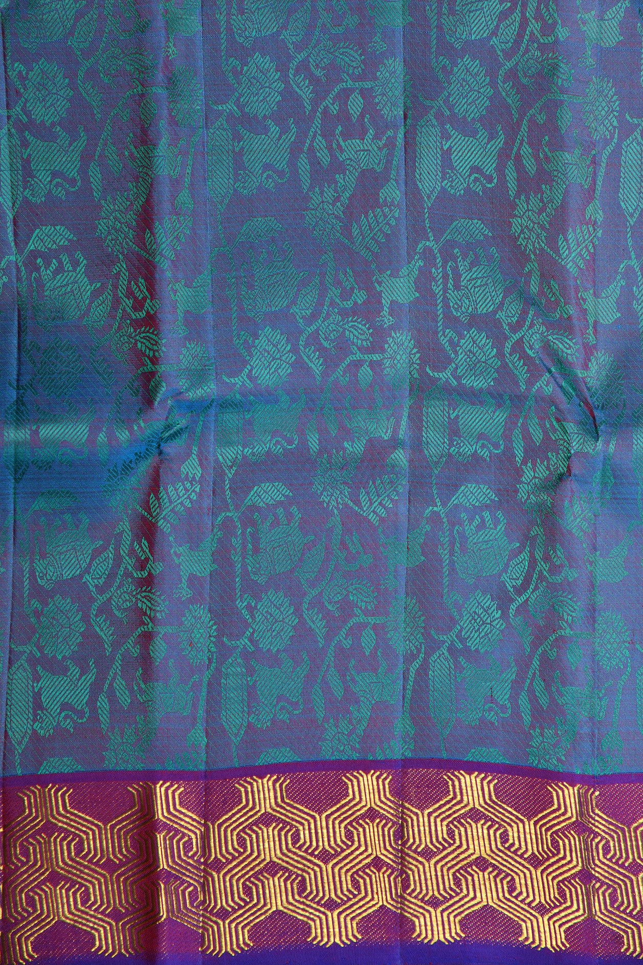 Vanasingaram Jacquard Design Blue Kanchipuram Silk Saree
