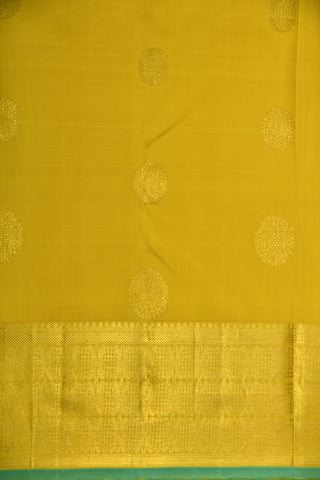 Floral Butta Big Border Lemon Yellow Kanchipuram Silk Saree