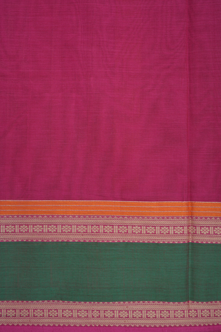 Peacock Threadwork Checks Punch Pink Coimbatore Cotton Saree
