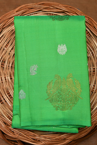 Parrot Motif Light Green Kanchipuram Silk Saree