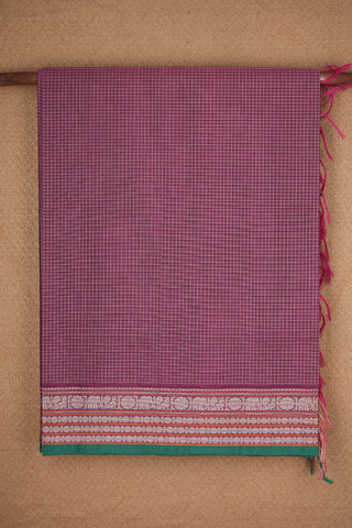 Checks Design Berry Purple Coimbatore Cotton Saree
