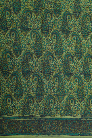 Paisley Design Mehandi Green Printed Silk Saree