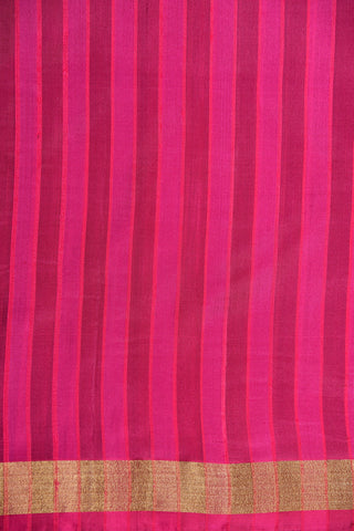 Small Zari Border In Stripes Hot Pink Plain Silk Saree
