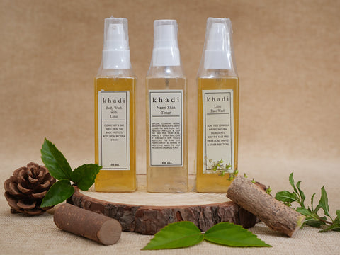 Set Of 3 Herbal Face Wash And Body Wash, Skin Toner