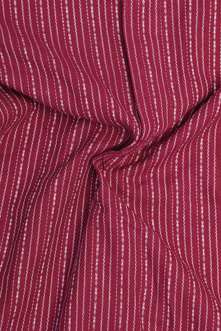 Chinese Collar Closed Placket With Dobby Weave Maroon Cotton Kurta