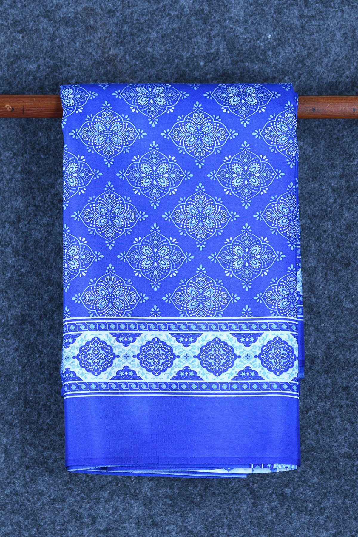Kolam Design Lapis Blue Printed Silk Saree