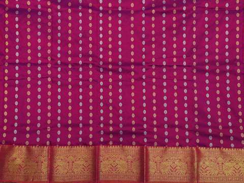 Traditional Zari Border With Polka Dots Magenta Purple Kanchipuram Silk Unstitched Pavadai Sattai Material