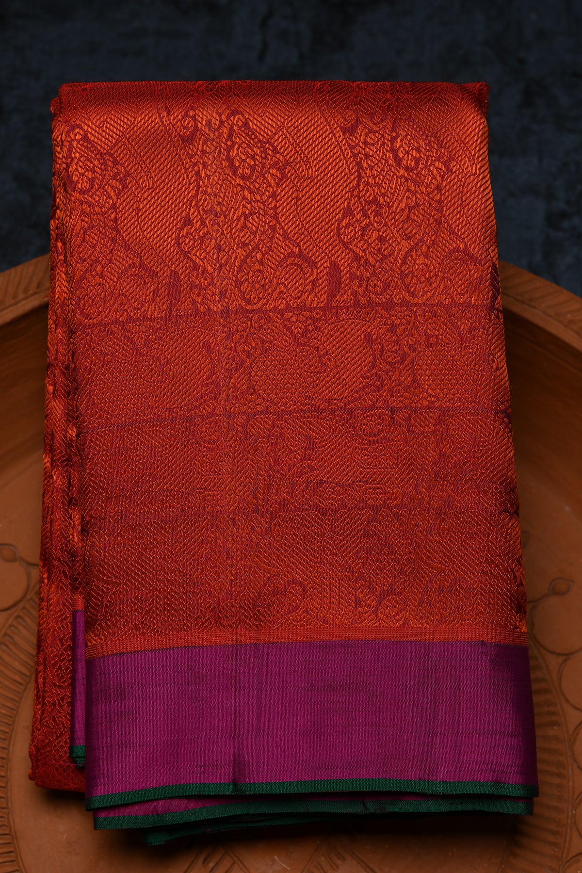 Thread Work Animal Motifs Maroonish Red Kanchipuram Silk Saree
