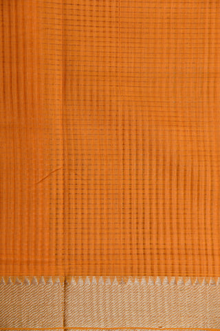 Temple Border Checked Design Fanta Orange Mangalagiri Cotton Saree