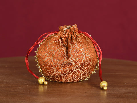 Assorted Set Of 3 Banaras Silk Small Potli Bags