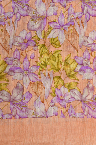 Botanical Digital Printed Multicolor Linen Cotton Saree