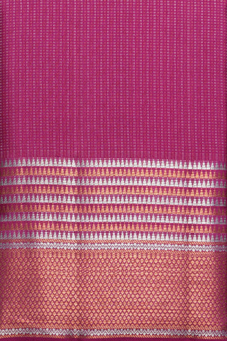 Copper Silver Zari Stripes Magenta Kanchipuram Silk Saree