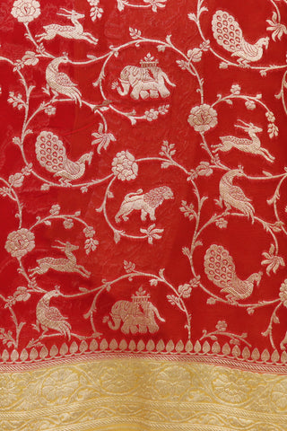 Vanasingaram Design Chilly Red Banaras Silk Saree