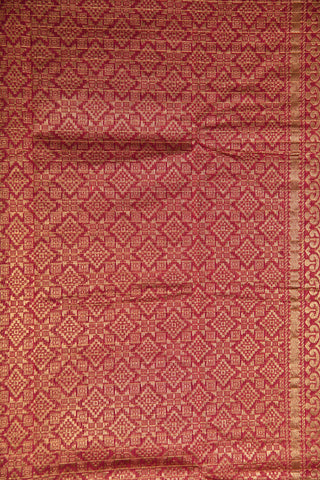 Contrast Zari Border With Stripes And Butta Grey Kora Silk Cotton Saree