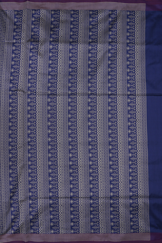 Allover Threadwork Design Navy Blue Banarasi Silk Saree