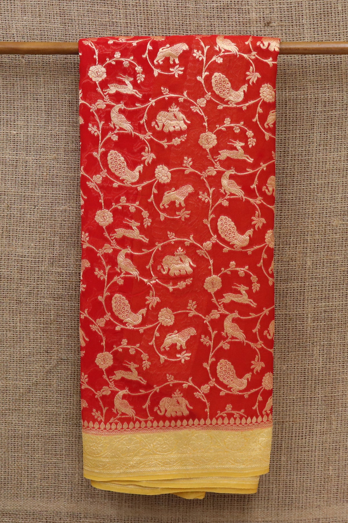 Vanasingaram Design Chilly Red Banaras Silk Saree