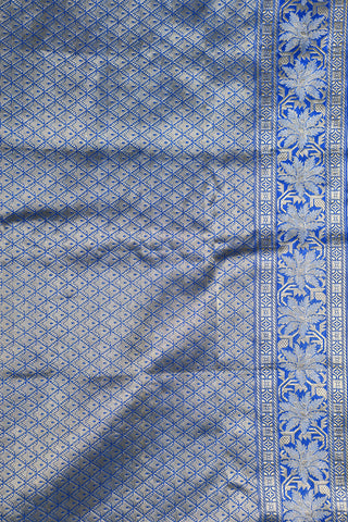 Jangla Pattern Azure Blue Banaras Silk Saree