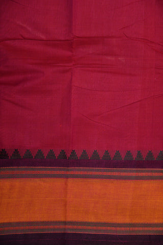 Contrast Traditional Temple Border Magenta Pink Chettinadu Cotton Saree
