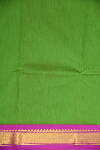Contrast Zari Border Parrot Green Plain Apoorva Silk Saree