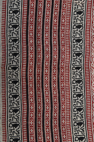 Warli Art Printed Black Ahmedabad Cotton Saree