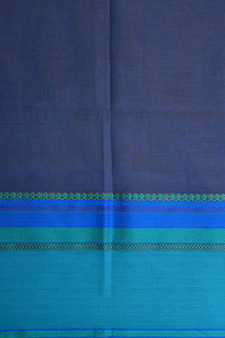 Contrast Border Azure Blue Bengal Cotton Saree
