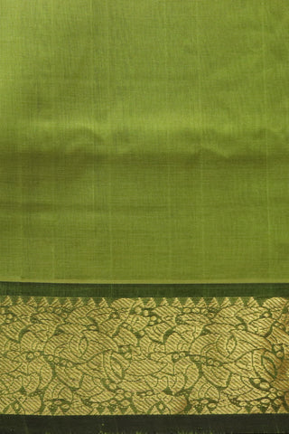 Zari Border In Plain Parrot Green Silk Cotton Saree