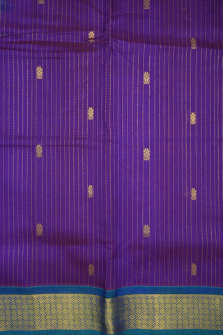 Stripes With Floral Buttas Purple Silk Cotton Saree