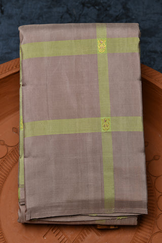 Green Checks With Buttas Grey Kanchipuram Silk Saree