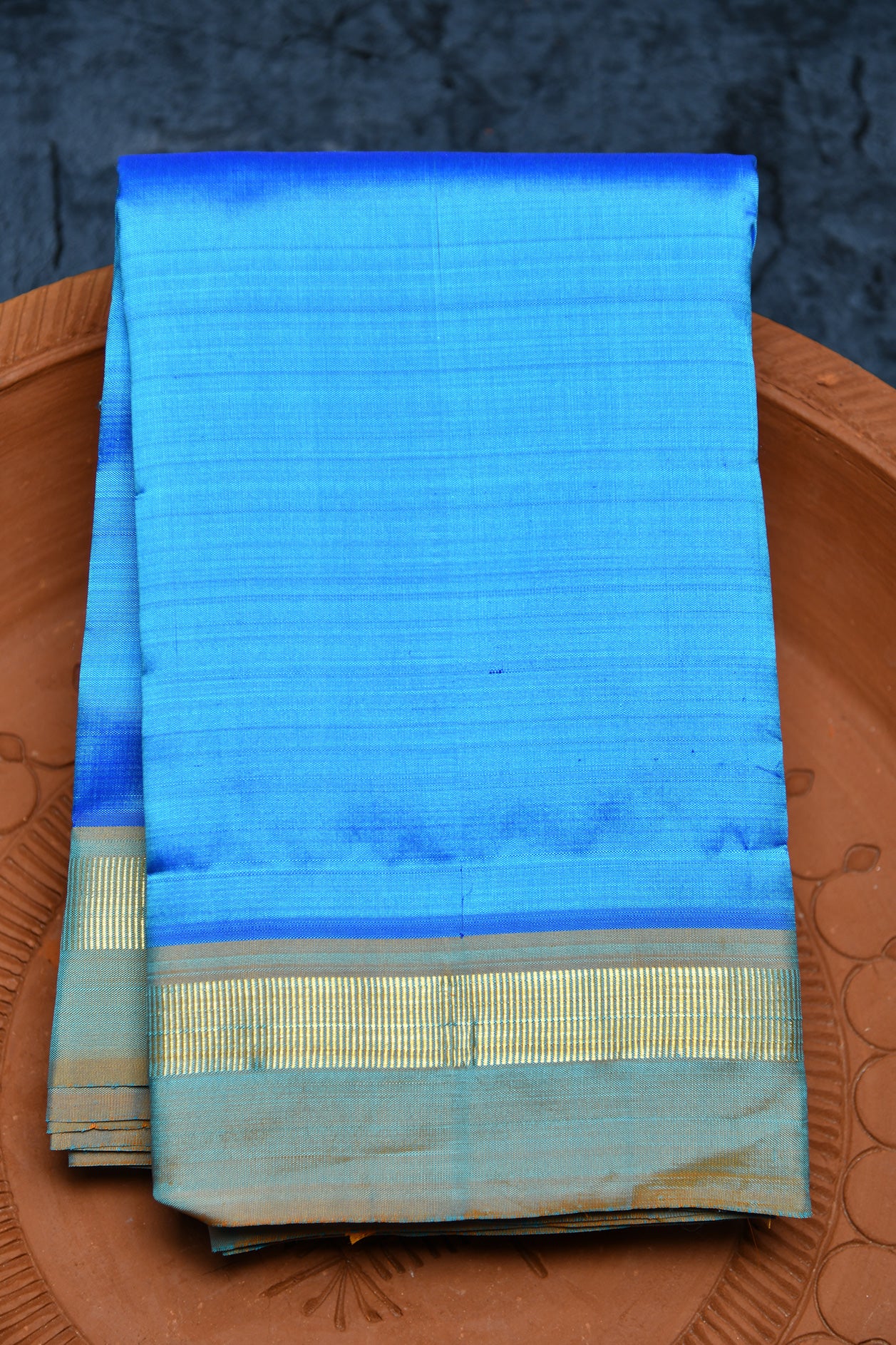 Plain Sky Blue Kanchipuram Silk Saree