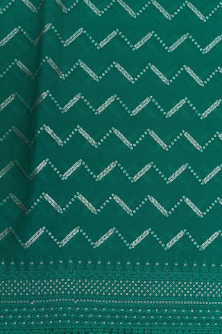 Embroidered Border With Sequence Work Chevron Design Pine Green Organza Saree
