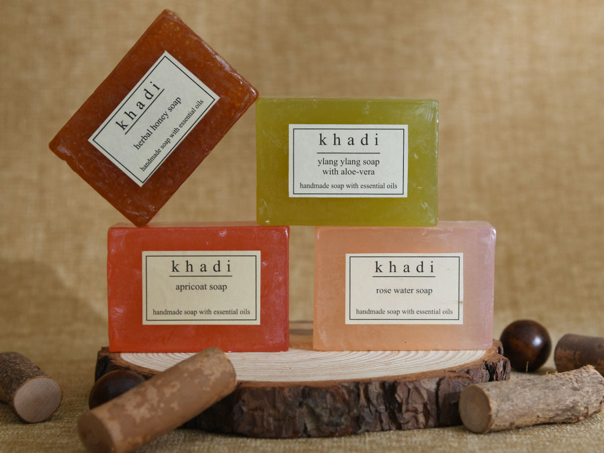 Pack Of 4 Handmade Soaps - Rose Water, Honey, Aloevera And Apricot