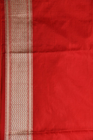 Jangla Pattern Crimson Red Banaras Silk Saree