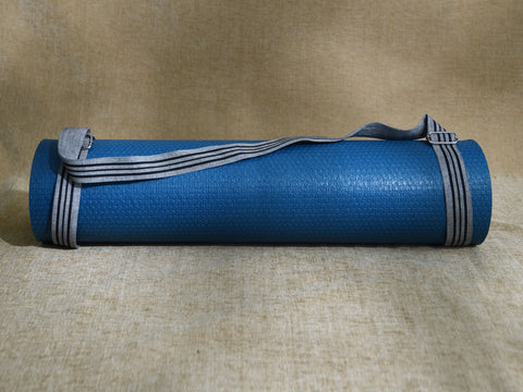 Grey Hand Spun Cotton Yoga Mat Bag With Belt