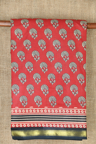 Floral Butta Maroon Printed Cotton Saree