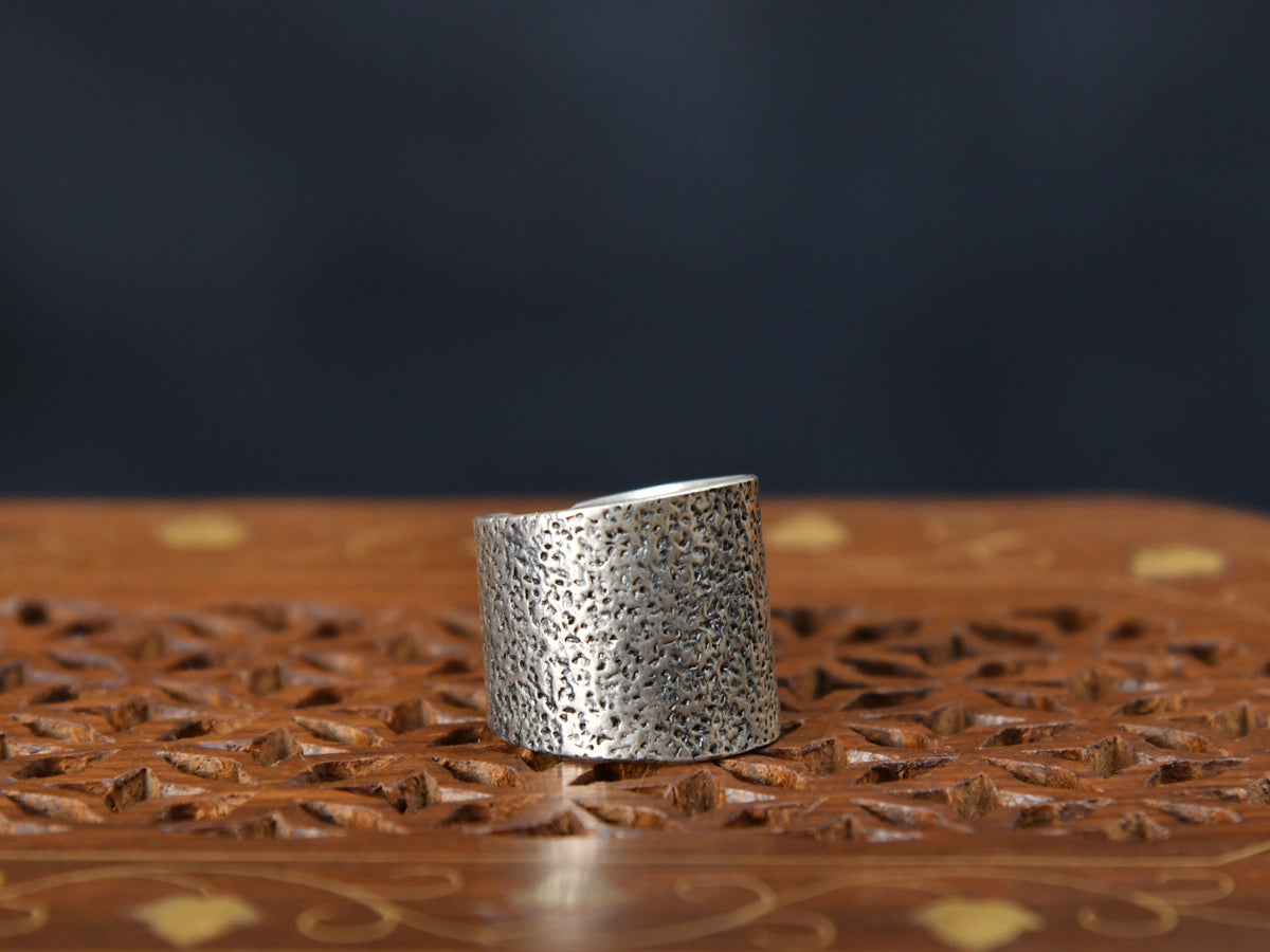 Oxidised Pure Silver Chunky Band Ring