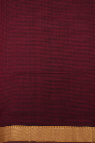 Twill Weave Zari Border Berry Red Mangalagiri Cotton Saree