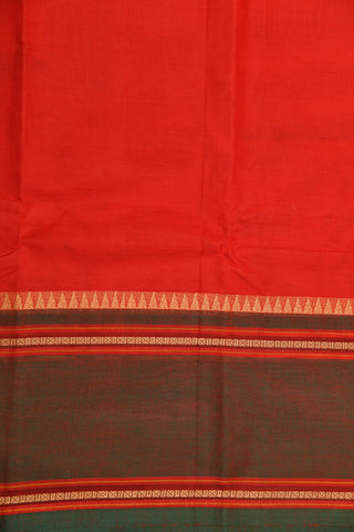 Rudraksh Thread Work Border Reddish Orange Chettinadu Cotton Saree