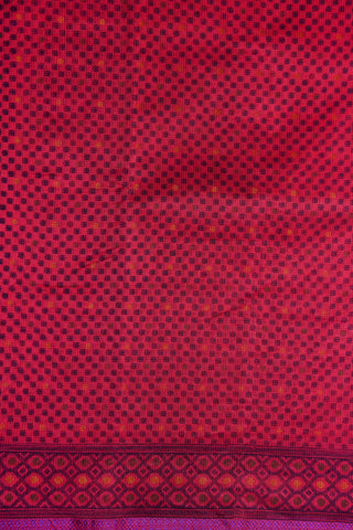 Geometric Pattern Magenta Pink Kota Cotton Saree