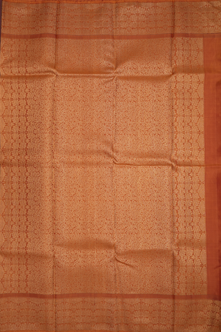 Jacquard Pattern Ginger Orange Kanchipuram Silk Saree