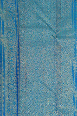Zari Temple Border In Plain Cerulean Blue Kanchipuram Silk Saree