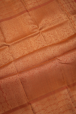 Jacquard Pattern Ginger Orange Kanchipuram Silk Saree