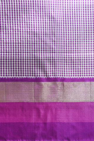 Big Bavanchi Border With Small Checks Purple Pochampally Silk Saree