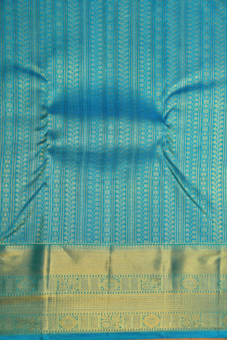 Big Border Zari Stripes Ramar Blue Kanchipuram Silk Saree