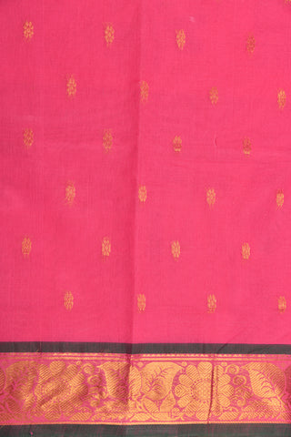 Floral Zari Border With Buttis Rose Pink Venkatagiri Cotton Saree