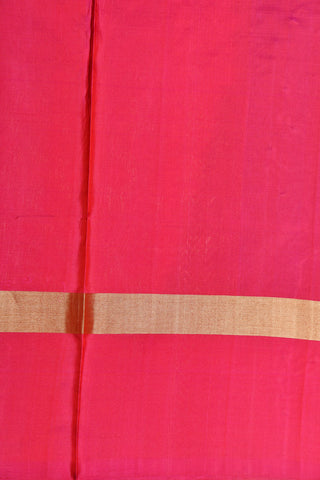 Contrast Rani Pink And Zari Border With Diamond Buttis Cobalt Blue Soft Silk Saree
