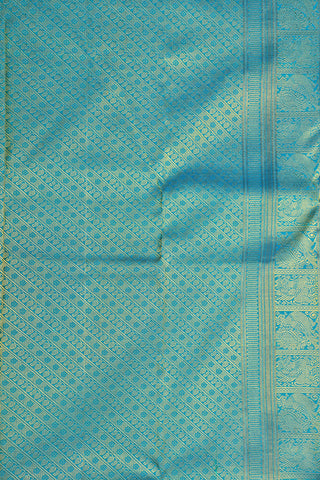 Big Border Zari Stripes Ramar Blue Kanchipuram Silk Saree