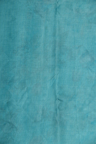 Botanical Digital Printed Turquoise Blue Satin Crepe Saree