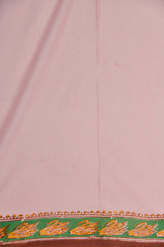 Parrot Motif Printed Pastel Pink Hyderabad Cotton Saree